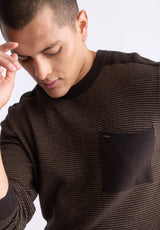 Buffalo David Bitton William Men's Striped Knit Pullover, Chocolate - BM24420 Color CHOCOLATE TORTE