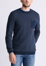 Buffalo David Bitton William Men's Striped Knit Pullover, Midnight Blue - BM24420 Color MIDNIGHT BLUE