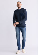 Buffalo David Bitton William Men's Striped Knit Pullover, Midnight Blue - BM24420 Color MIDNIGHT BLUE