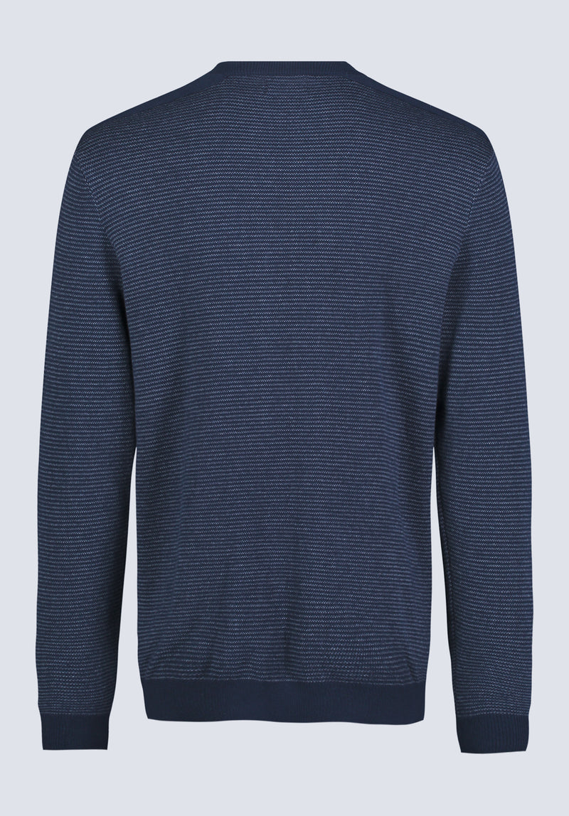 William Men's Striped Knit Pullover, Midnight Blue - BM24420