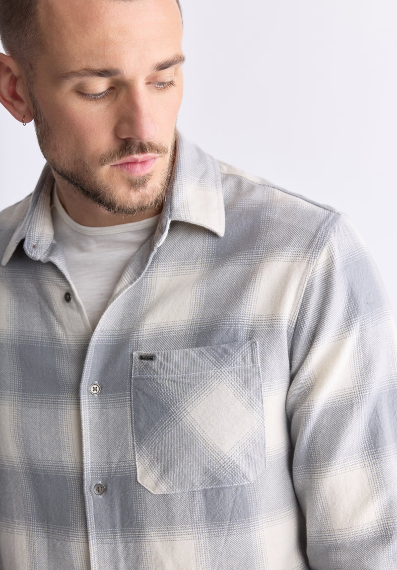 Buffalo David Bitton Sinclair Men's Long-Sleeve Plaid Shirt, Grey - BM24428 Color ULTIMATE GRAY