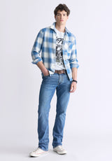 Buffalo David Bitton Sinclair Men's Long-Sleeve Plaid Shirt, Blue - BM24428 Color CORONET BLUE