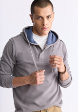 Buffalo David Bitton Kafom Men's Hooded Long-Sleeve Top, Sky Grey - BM24433 Color DECEMBER SKY