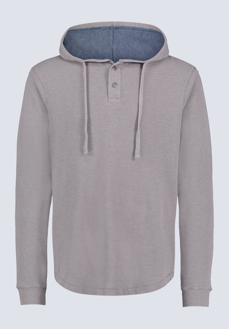 Kafom Men's Hooded Long-Sleeve Top, Sky Grey - BM24433