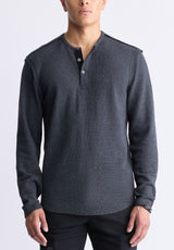 Buffalo David Bitton Kipato Men's Long-Sleeve Henley Top, Black - BM24434 Color BLACK