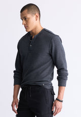 Buffalo David Bitton Kipato Men's Long-Sleeve Henley Top, Black - BM24434 Color BLACK