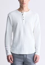 Buffalo David Bitton Kipato Men's Long-Sleeve Henley Top, White - BM24434 Color BLANC DE BLANC