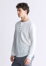 Buffalo David Bitton Kipato Men's Long-Sleeve Henley Top, White - BM24434 Color BLANC DE BLANC