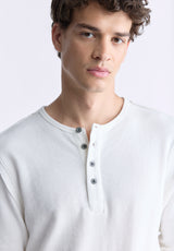 Buffalo David Bitton Kipato Men's Long-Sleeve Henley Top, White - BM24434 Color BLANC DE BLANC