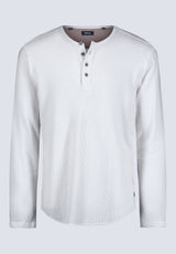 Kipato Men's Long-Sleeve Henley Top, White - BM24434