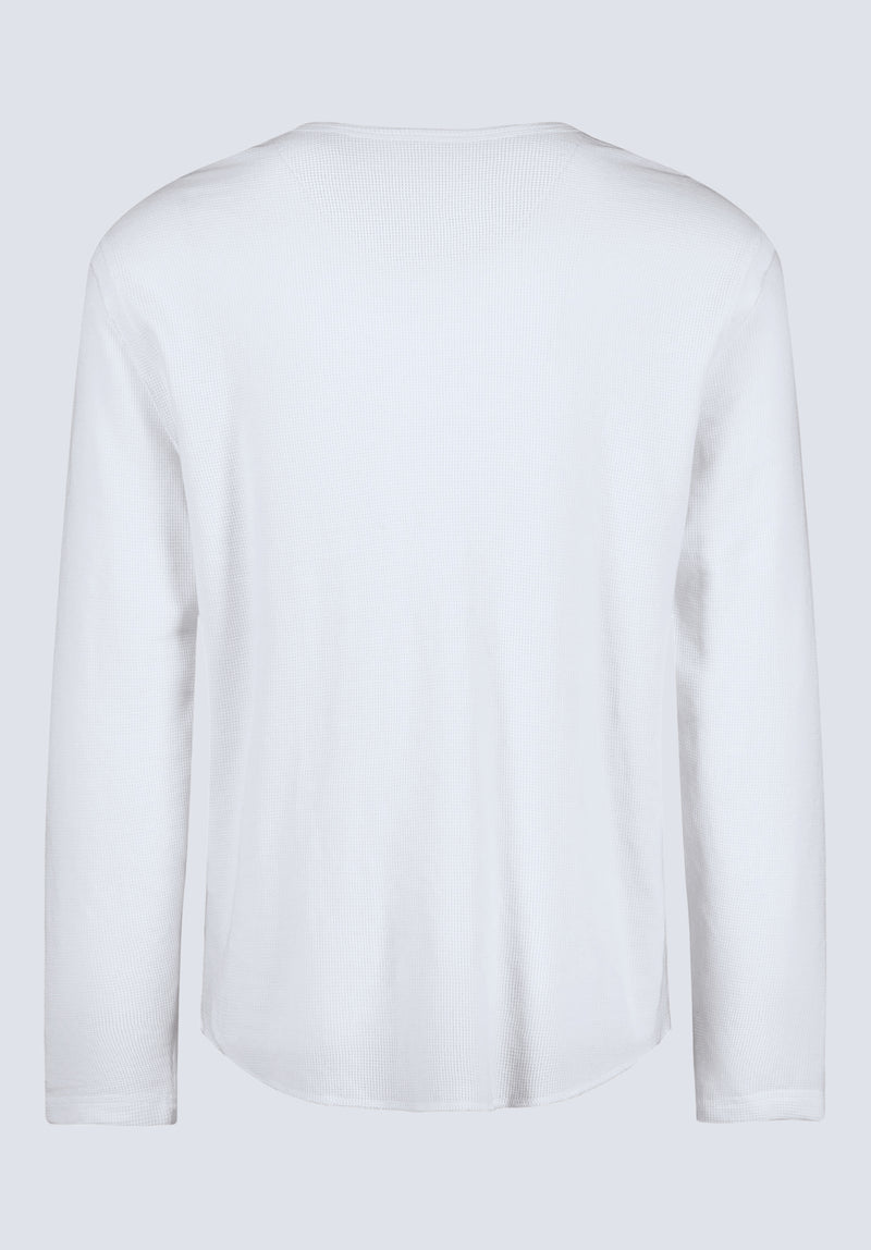 Kipato Men's Long-Sleeve Henley Top, White - BM24434