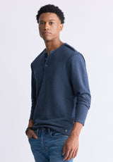 Buffalo David Bitton Kipato Men's Long-Sleeved Henley Top, Whale - BM24434 Color WHALE