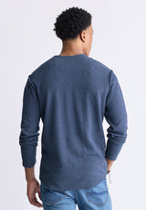 Buffalo David Bitton Kipato Men's Long-Sleeved Henley Top, Whale - BM24434 Color WHALE