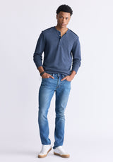 Buffalo David Bitton Kipato Men's Long-Sleeved Henley Top, Whale - BM24434 Color WHALE