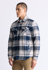 Buffalo David Bitton Jalika Men's Plaid Shacket, Cream & Navy - BM24447 Color IRISH CREAM