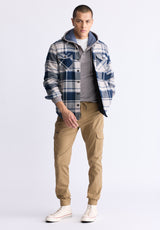 Buffalo David Bitton Jalika Men's Plaid Shacket, Cream & Navy - BM24447 Color IRISH CREAM