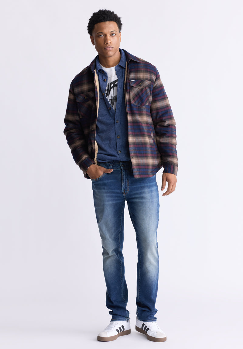 Buffalo David Bitton Jalika Men's Plaid Shacket, Whale - BM24447 Color WHALE