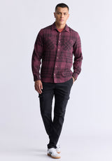 Sinato Men's Classic Plaid Shirt, Fico red - BM24449