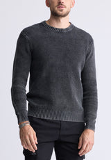 Washy Men's Textured Knit Crewneck Sweater, Grey - BM24451