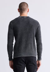 Washy Men's Textured Knit Crewneck Sweater, Grey - BM24451