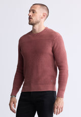 Washy Men's Textured Knit Crewneck Sweater, Red - BM24451