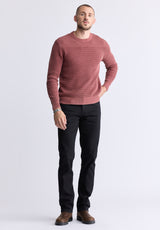 Washy Men's Textured Knit Crewneck Sweater, Red - BM24451