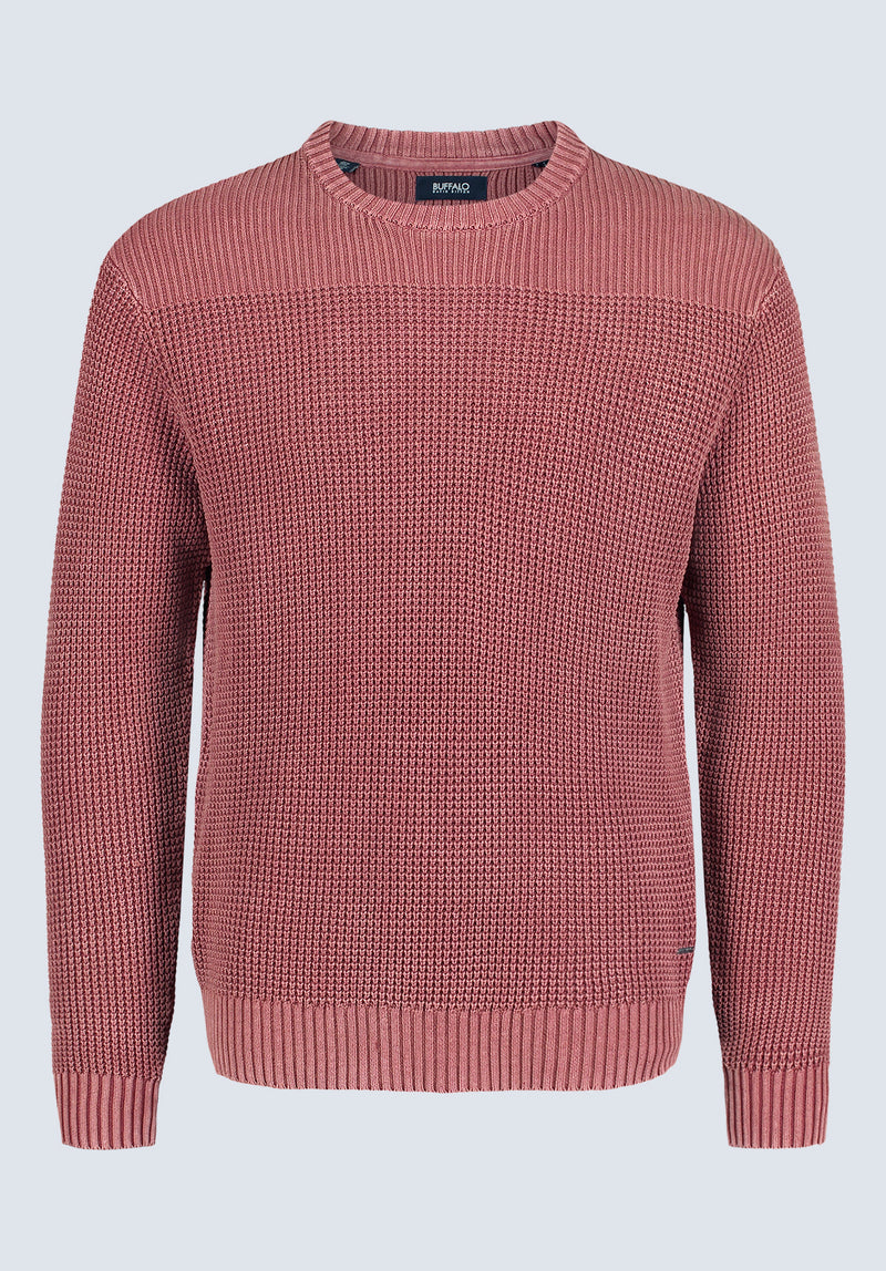 Washy Men's Textured Knit Crewneck Sweater, Red - BM24451