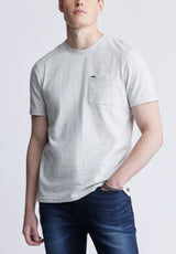 Buffalo David Bitton Kennel Men's T-shirt with Pocket, Light Heather Blue - BM24459 Color MIRAGE