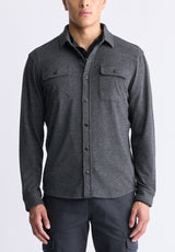 Buffalo David Bitton Sigge Men's Long-Sleeve Blanket Shirt with Chest Pockets, Charcoal - BM24460 Color CHARCOAL