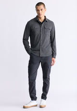 Buffalo David Bitton Sigge Men's Long-Sleeve Blanket Shirt with Chest Pockets, Charcoal - BM24460 Color CHARCOAL