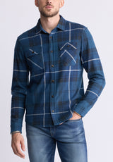 Buffalo David Bitton Samme Men's Plaid Blanket Shirt, Whale - BM24461 Color WHALE