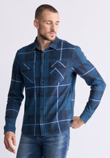 Buffalo David Bitton Samme Men's Plaid Blanket Shirt, Whale - BM24461 Color WHALE