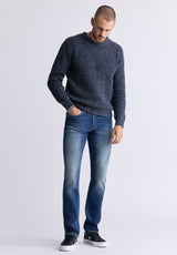 Wonder Men’s Long Sleeve Speckled Knit Sweater, Navy - BM24464