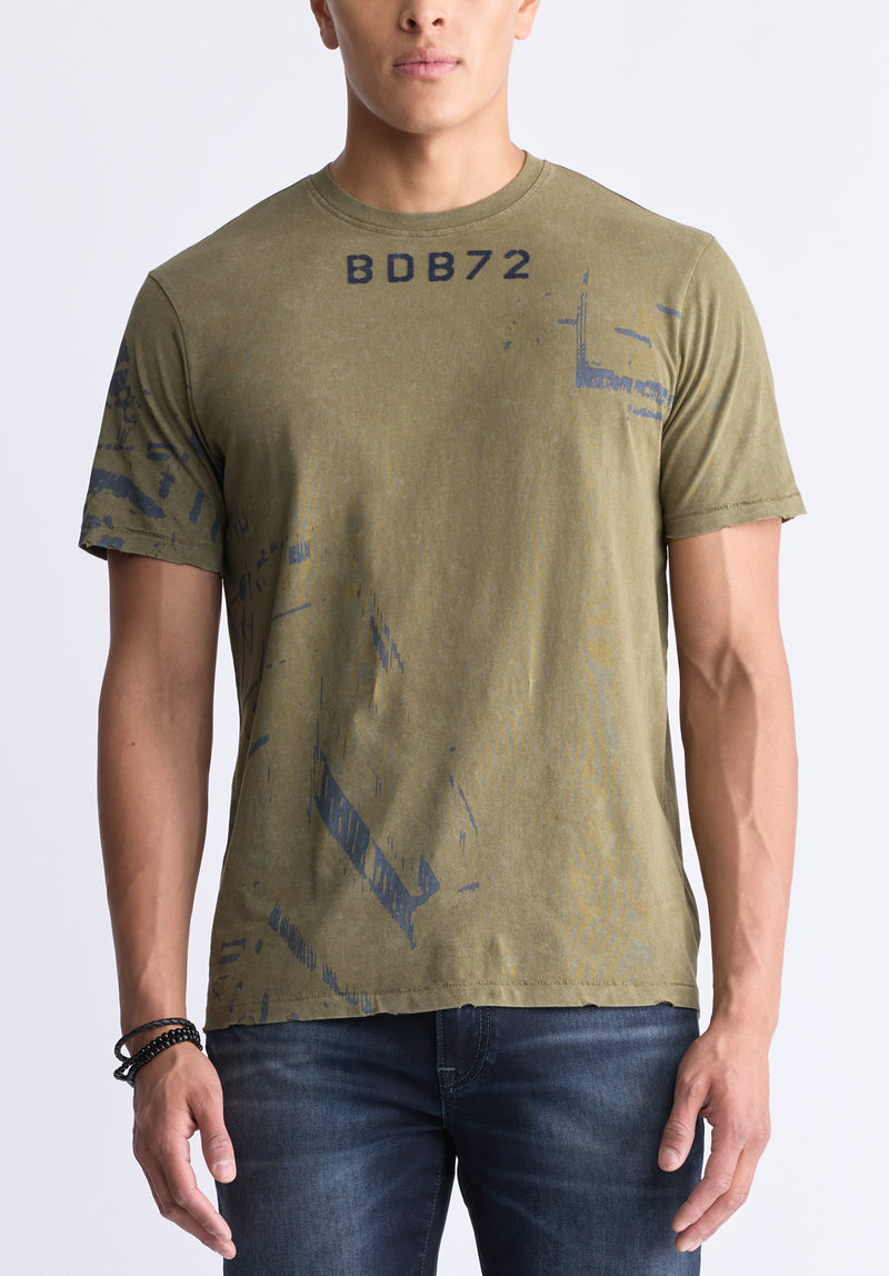 Buffalo David Bitton Tapia Men's Short-Sleeve Graphic T-Shirt, Burnt Olive - BM24470 Color BURNT OLIVE