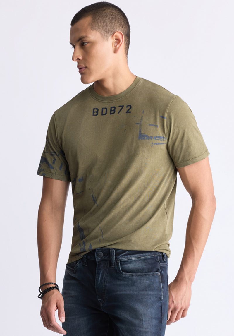 Buffalo David Bitton Tapia Men's Short-Sleeve Graphic T-Shirt, Burnt Olive - BM24470 Color BURNT OLIVE