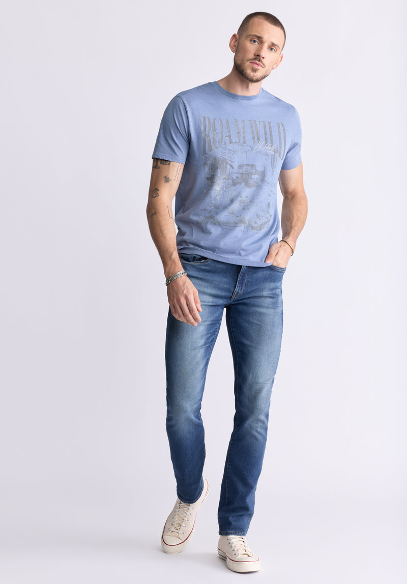 Buffalo David Bitton Tice Men's Short-Sleeve Graphic T-Shirt, Coronet Blue - BM24472 Color CORONET BLUE