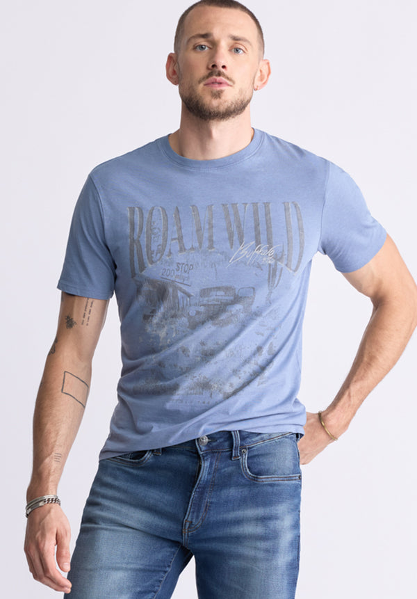 Buffalo David Bitton Tice Men's Short-Sleeve Graphic T-Shirt, Coronet Blue - BM24472 Color CORONET BLUE