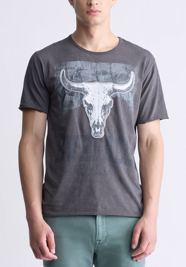 Buffalo David Bitton Tilton Men's Short-Sleeve Graphic T-Shirt, Charcoal - BM24473 Color CHARCOAL