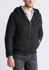 Buffalo David Bitton Walmick Men's Full-Zip Knit Hoodie with Sherpa Lining, Black - BM24477 Color BLACK