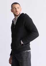 Buffalo David Bitton Walmick Men's Full-Zip Knit Hoodie with Sherpa Lining, Black - BM24477 Color BLACK