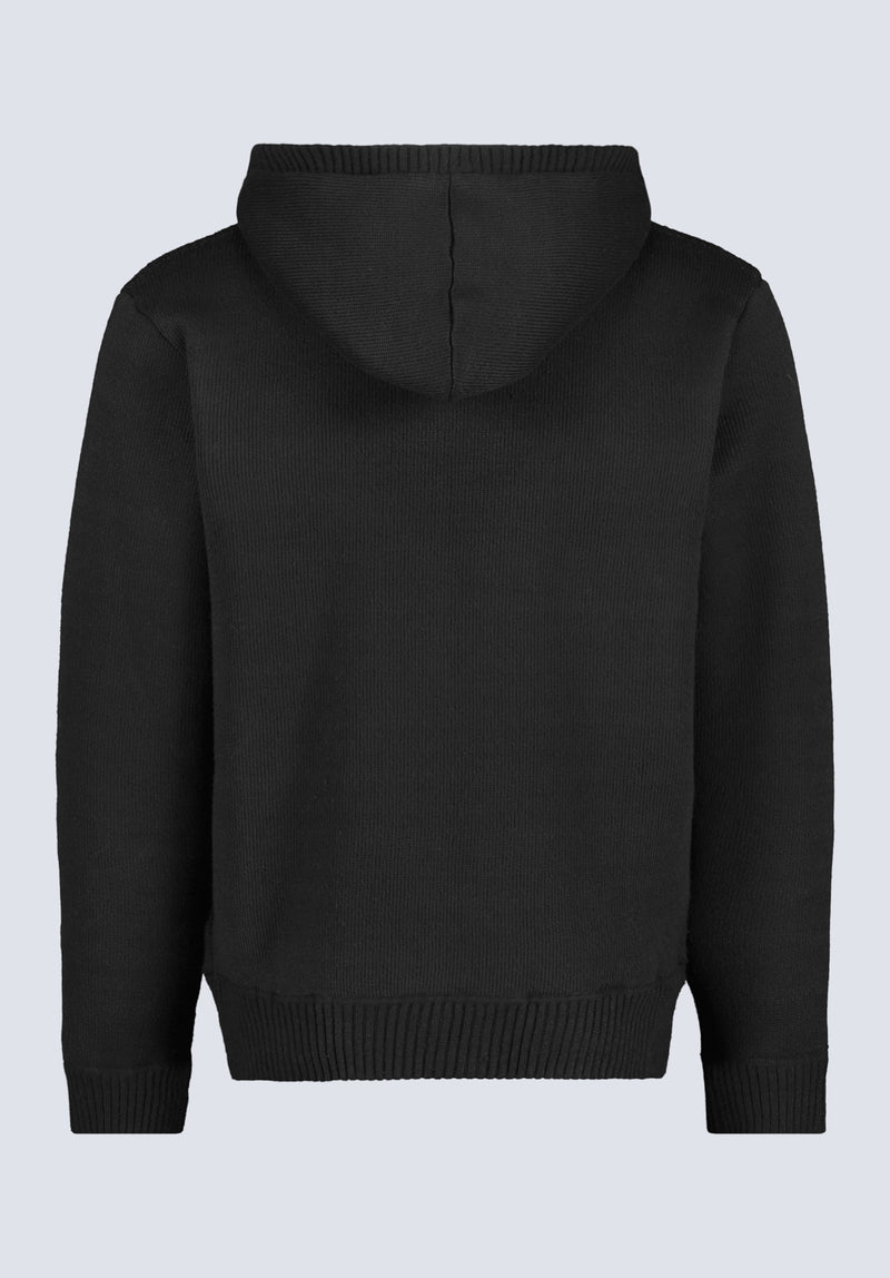 Walmick Men's Full-Zip Knit Hoodie with Sherpa Lining, Black - BM24477