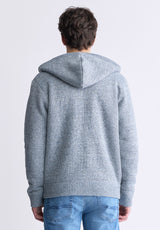 Buffalo David Bitton Walmick Men's Full-Zip Knit Hoodie with Sherpa Lining, Light Heather Grey - BM24477 Color HEATHER GREY