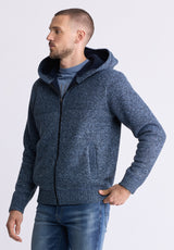 Buffalo David Bitton Walmick Men's Full-Zip Knit Hoodie with Sherpa Lining, Mirage Blue - BM24477 Color MIRAGE