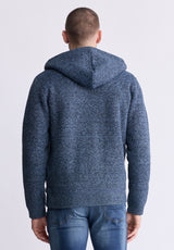 Buffalo David Bitton Walmick Men's Full-Zip Knit Hoodie with Sherpa Lining, Mirage Blue - BM24477 Color MIRAGE