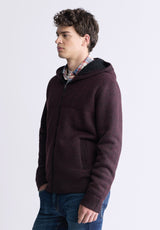 Buffalo David Bitton Walmick Men's Full-Zip Knit Hoodie with Sherpa Lining, Fico Red - BM24477 Color FICO