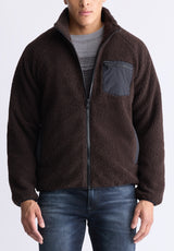 Buffalo David Bitton Jaik Men's Sherpa Bomber Jacket with Chest Pocket, Chocolate - BM24490 Color CHOCOLATE TORTE