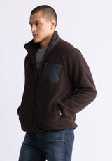 Buffalo David Bitton Jaik Men's Sherpa Bomber Jacket with Chest Pocket, Chocolate - BM24490 Color CHOCOLATE TORTE