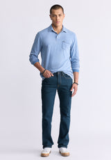 Buffalo David Bitton Kimmy Men's Long-Sleeve Polo with Pocket, Blue - BM24492 Color INDIGO