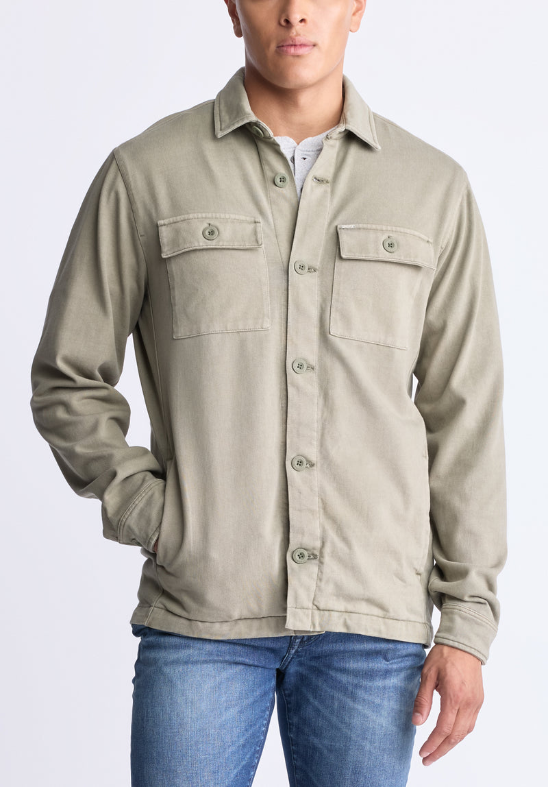 Buffalo David Bitton Salto Men's Utility Button-Up Shirt Jacket, Army green - BM24497