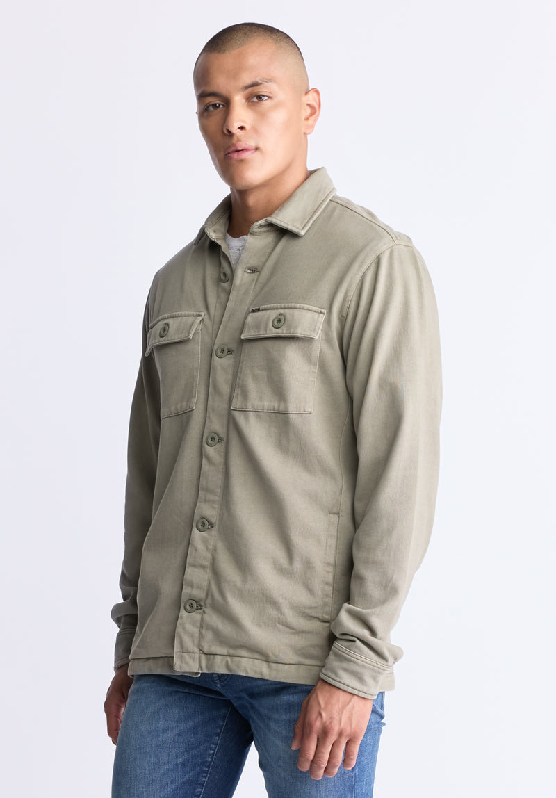 Buffalo David Bitton Salto Men's Utility Button-Up Shirt Jacket, Army green - BM24497